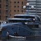 Russian superyacht Phi docked in London’s Canary Wharf.